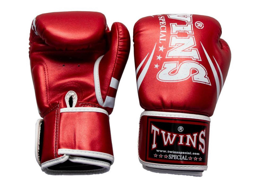 泰拳拳套 Thai Boxing Gloves : TWINS SPECIAL FBGVS3-TW6 METALLIC RED