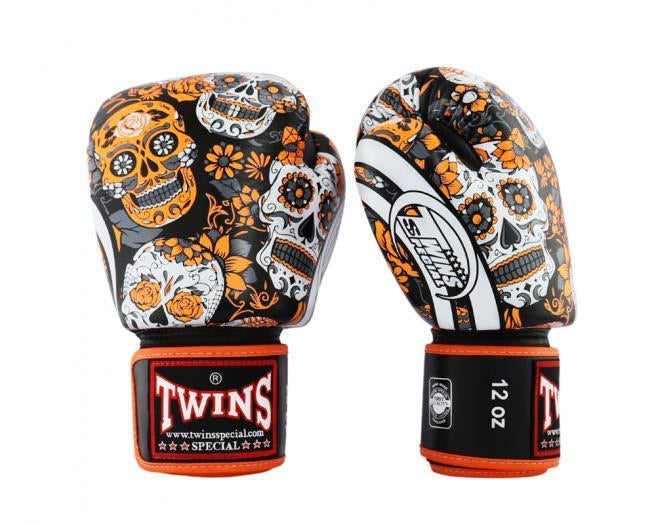 泰拳拳套 Thai Boxing Gloves : TWINS FBGVL-3 53 BLACK ORANGE