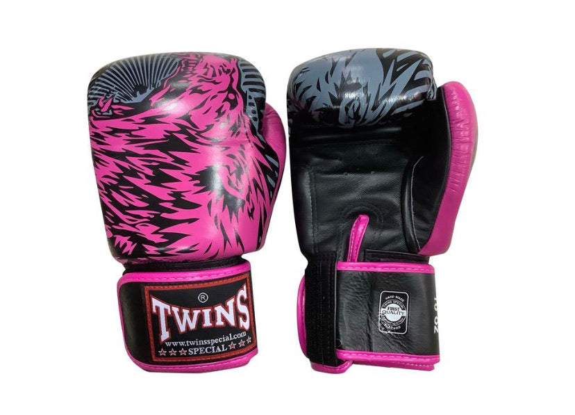 泰拳拳套 Thai Boxing Gloves : TWINS SPECIAL FBGVL3-50 DARK PINK/BLACK