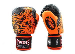 泰拳拳套 Thai Boxing Gloves :TWINS SPECIAL FBGVL3-50 ORANGE/BLACK