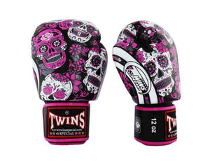 泰拳拳套 Thai Boxing Gloves :TWINS SPECIAL FBGVL3-53 SKULL PINK/BLACK